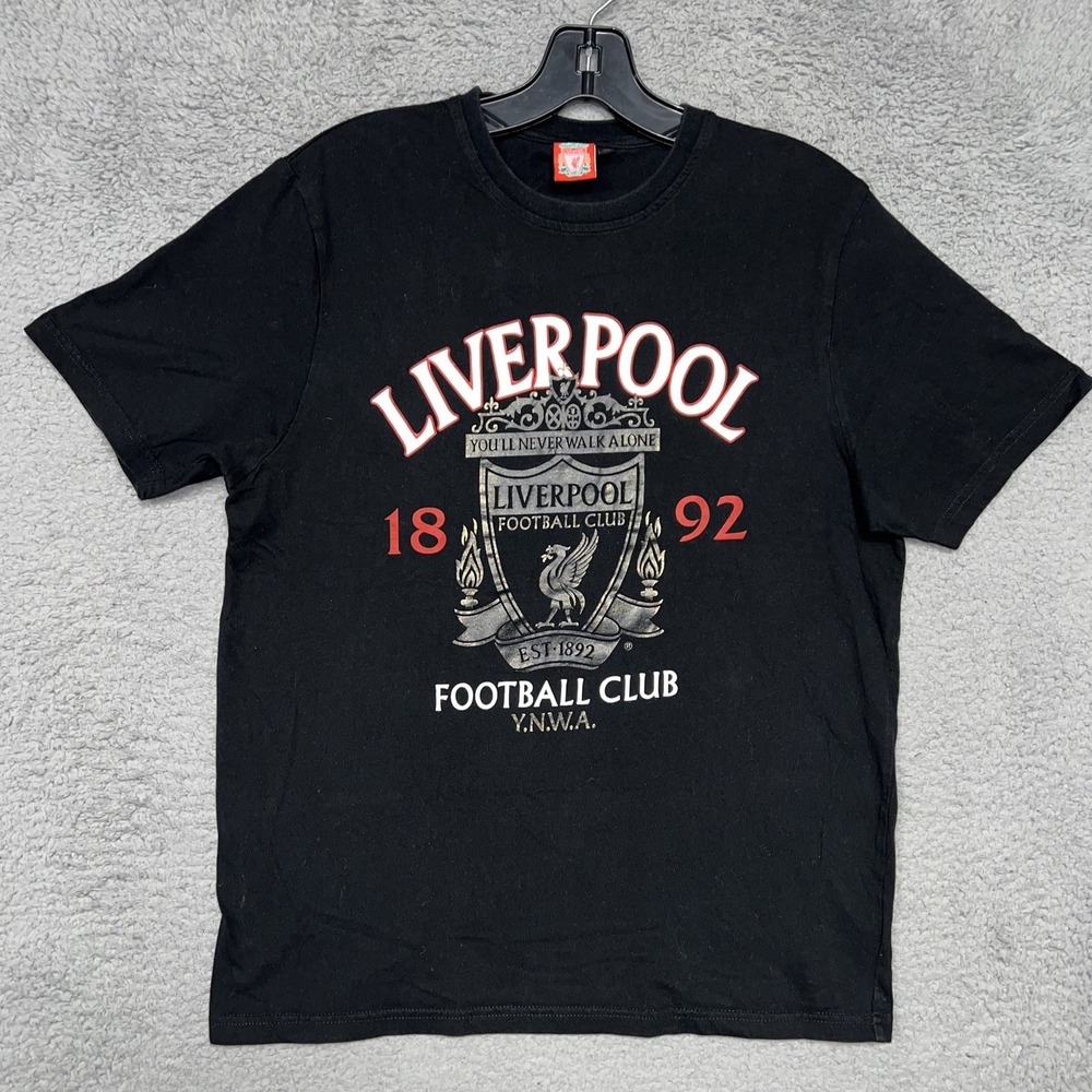 Official Liverpool FC T Shirt Men Sz XS Black You'll Never Walk Alone Soccer Tee